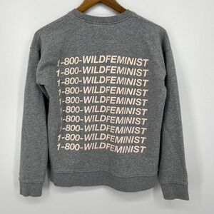 Wildfang Sweatshirt Women's Size S Gray 1-800-Wild Feminist Crew Neck Pullover